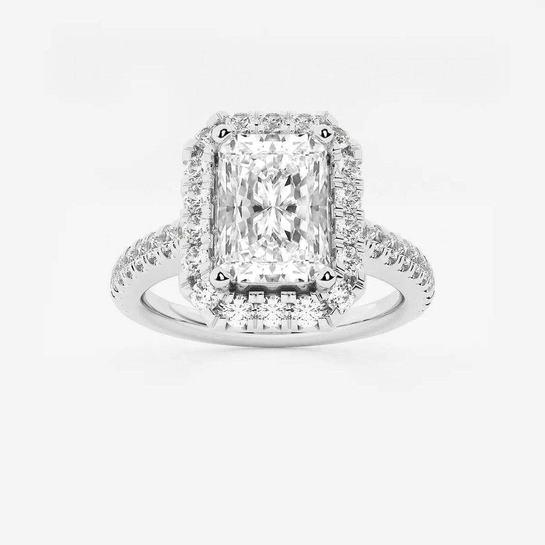 Valencia Radiant Lab-Grown Diamond V-Prong Halo Engagement Ring