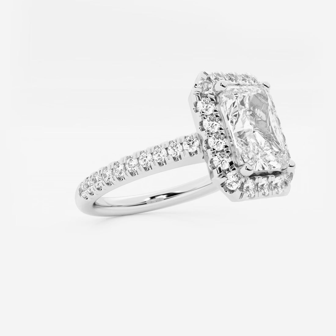 Valencia Radiant Lab-Grown Diamond V-Prong Halo Engagement Ring