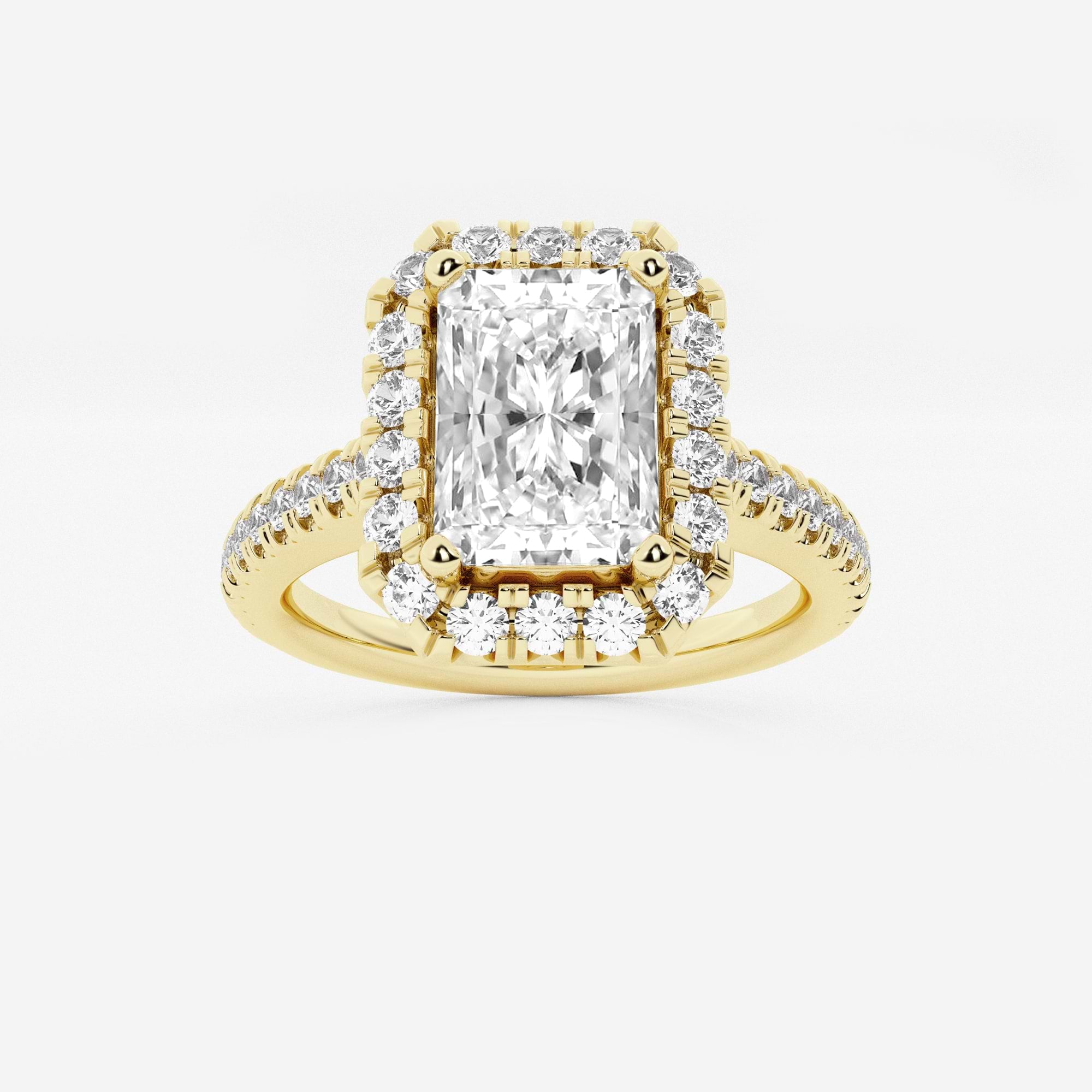 Valencia Radiant Lab-Grown Diamond V-Prong Halo Engagement Ring