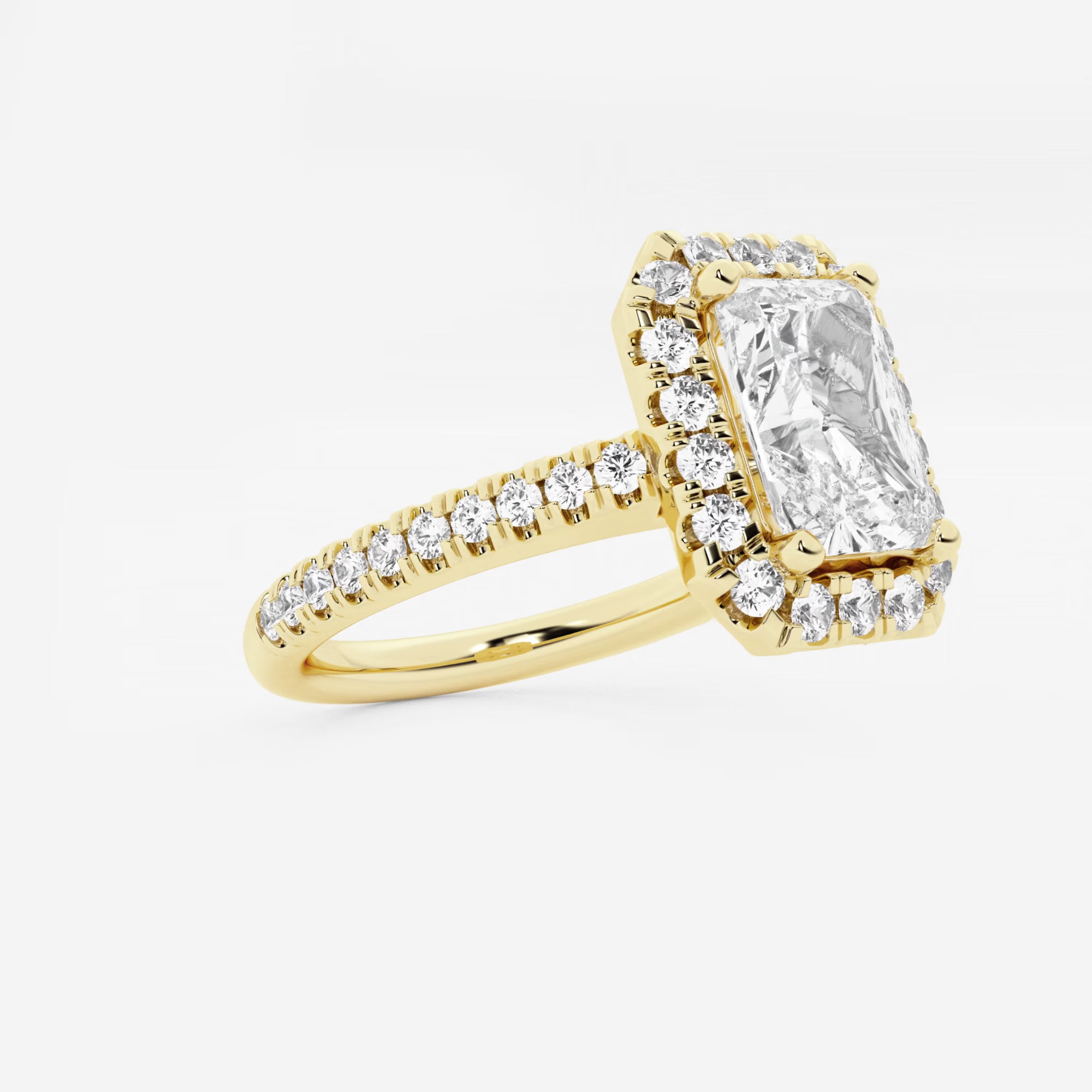 Valencia Radiant Lab-Grown Diamond V-Prong Halo Engagement Ring