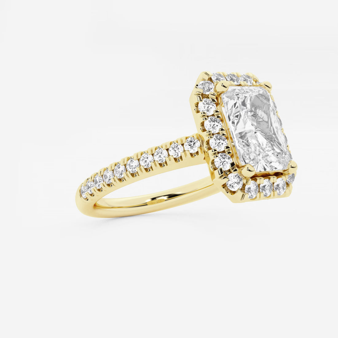 Valencia Radiant Lab-Grown Diamond V-Prong Halo Engagement Ring