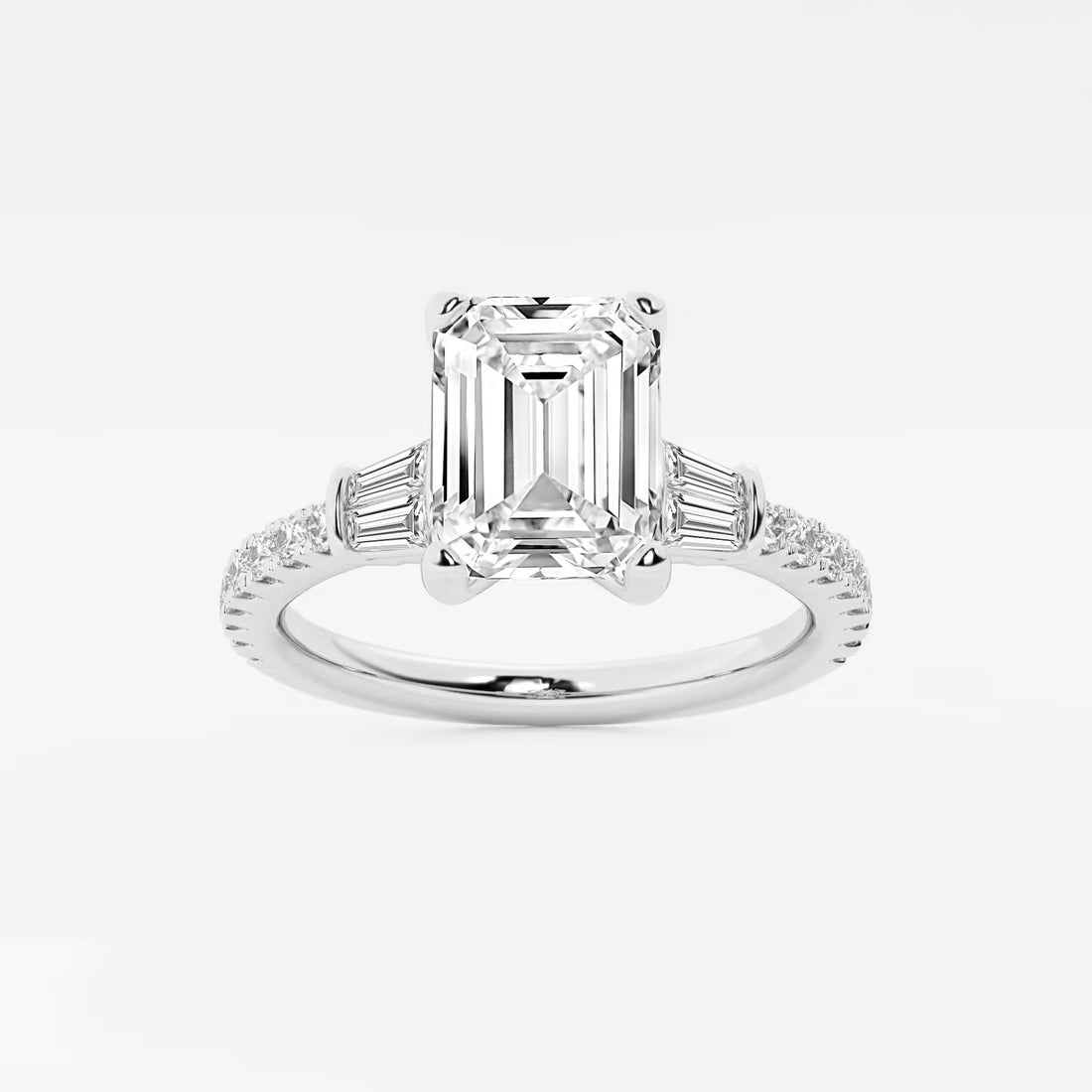 Emerald Cut Three-Stone Engagement Ring