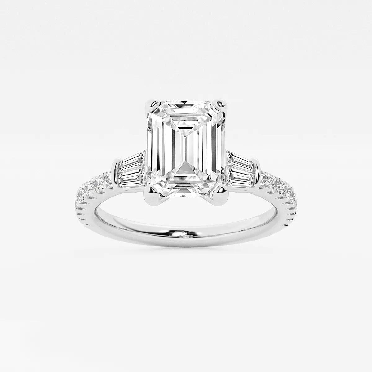 Emerald Cut Three-Stone Engagement Ring