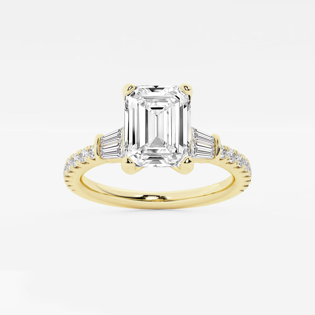 Emerald Cut Three-Stone Engagement Ring