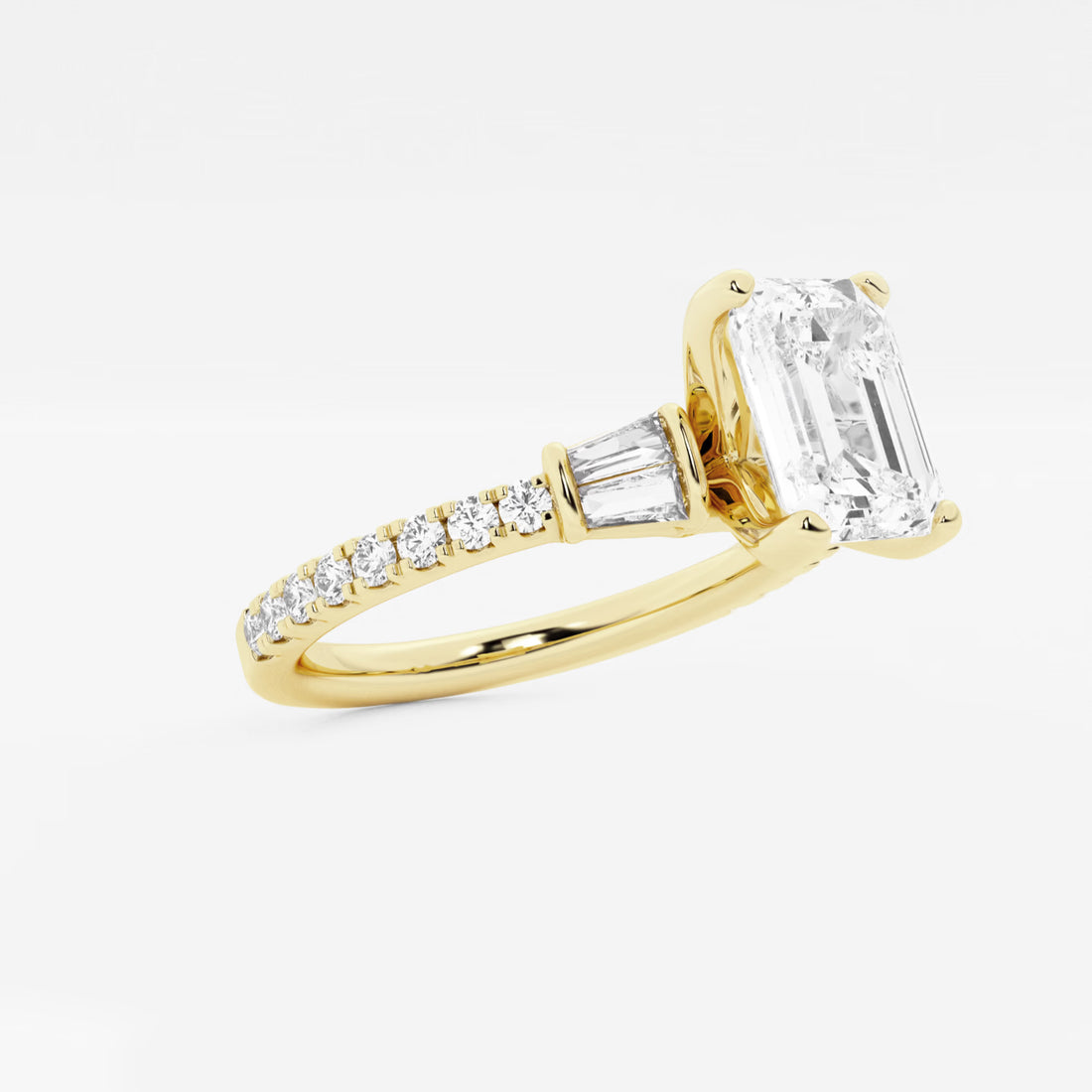 Emerald Cut Three-Stone Engagement Ring