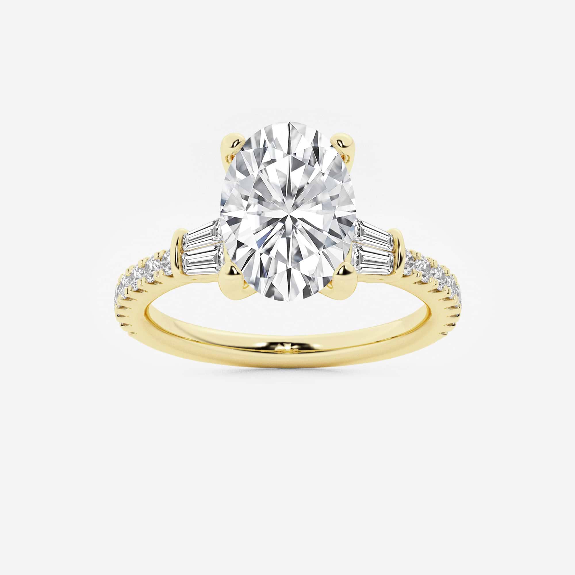 Aurielle Oval Lab Grown Diamond Engagement Ring with Double Baguette Side Accents