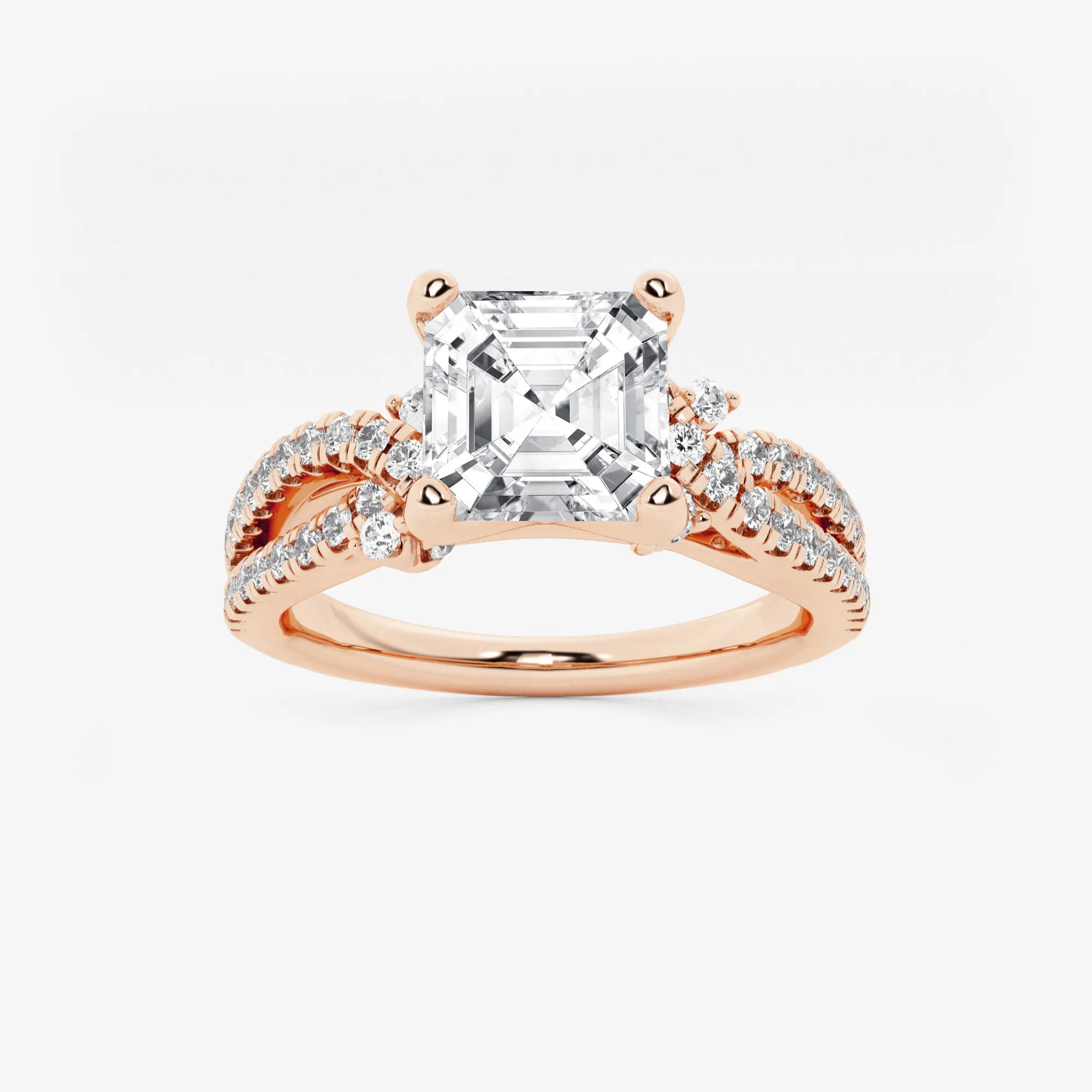 Asscher Lab Grown Diamond Petite Bow Engagement Ring