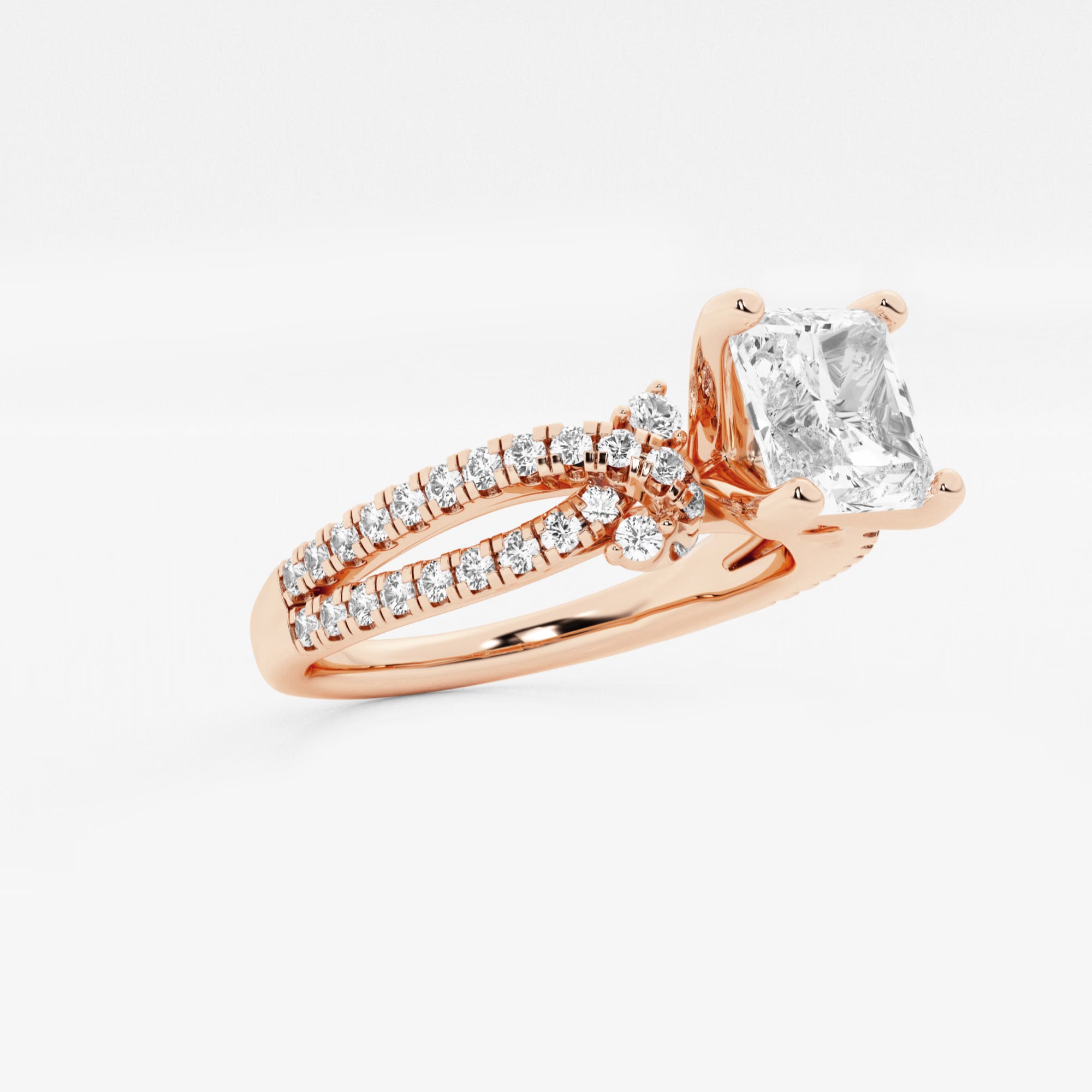 Asscher Lab Grown Diamond Petite Bow Engagement Ring