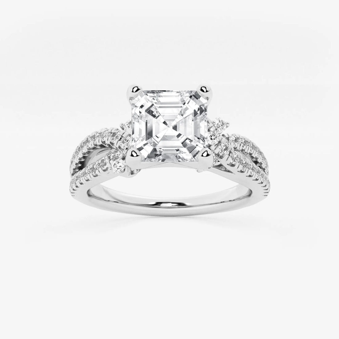 Asscher Lab Grown Diamond Petite Bow Engagement Ring