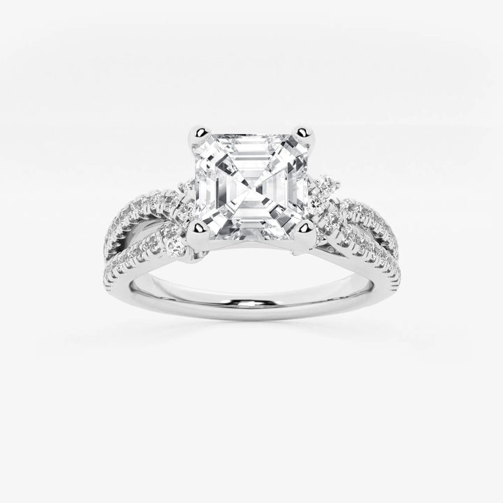Asscher Lab Grown Diamond Petite Bow Engagement Ring