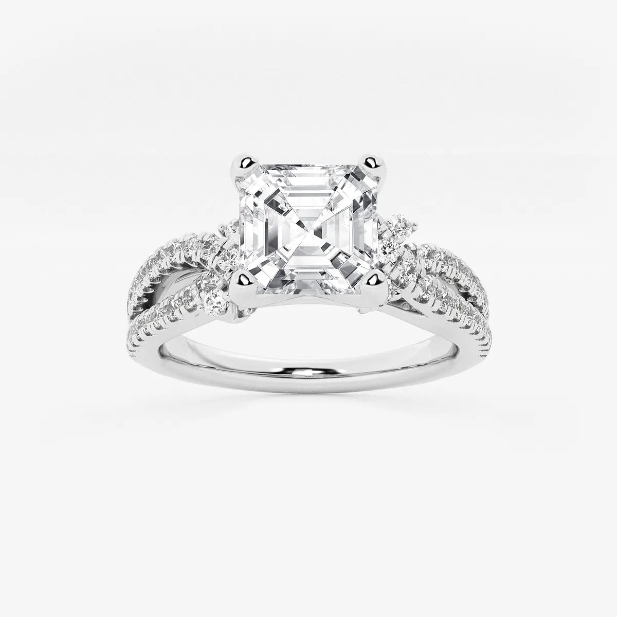 Asscher Lab Grown Diamond Petite Bow Engagement Ring