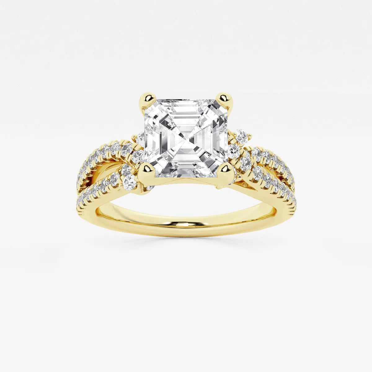 Asscher Lab Grown Diamond Petite Bow Engagement Ring