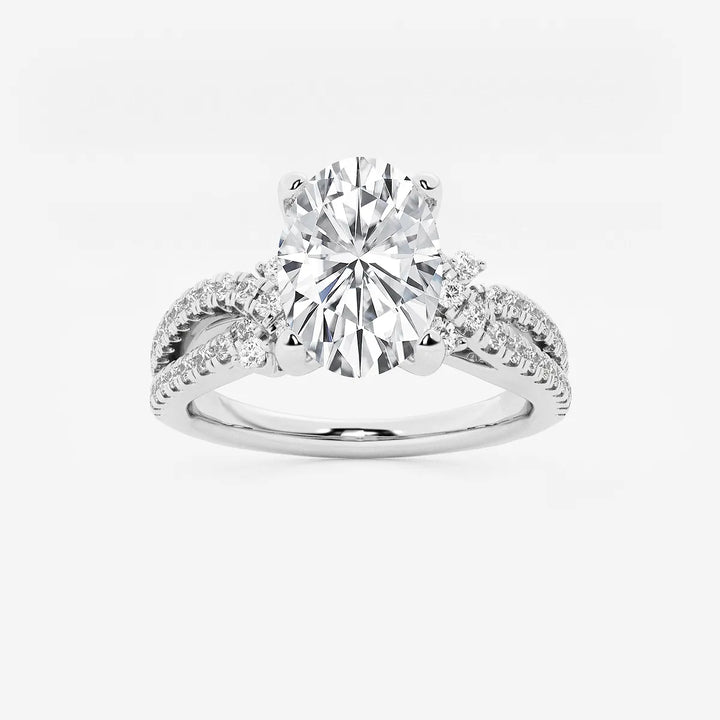Celestia Oval Lab Grown Diamond Petite Bow Engagement Ring