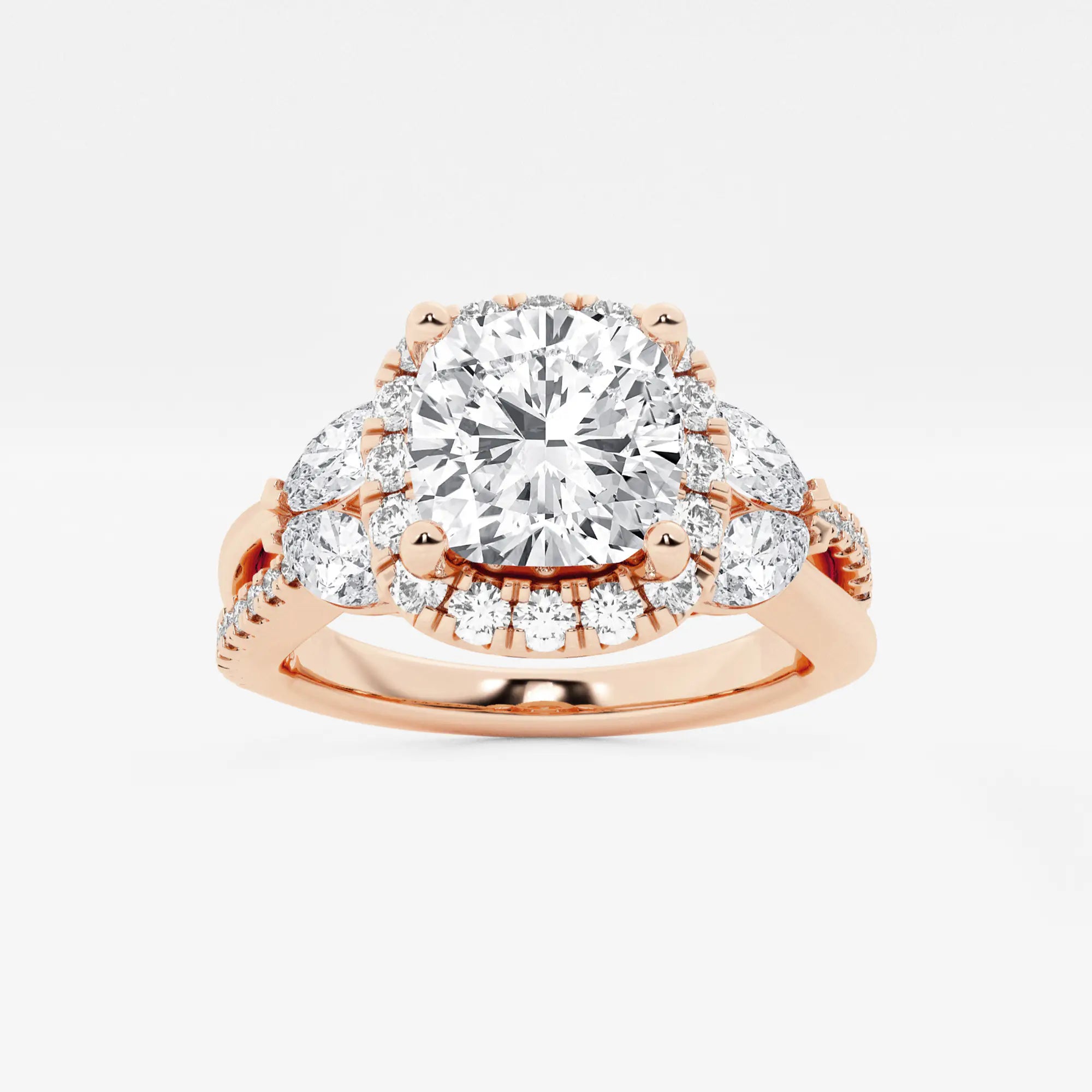 Blooming Petal Halo Cushion Lab-Grown Diamond Engagement Ring