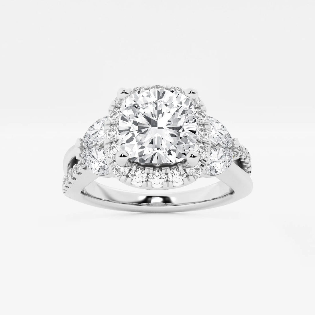 Blooming Petal Halo Cushion Lab-Grown Diamond Engagement Ring