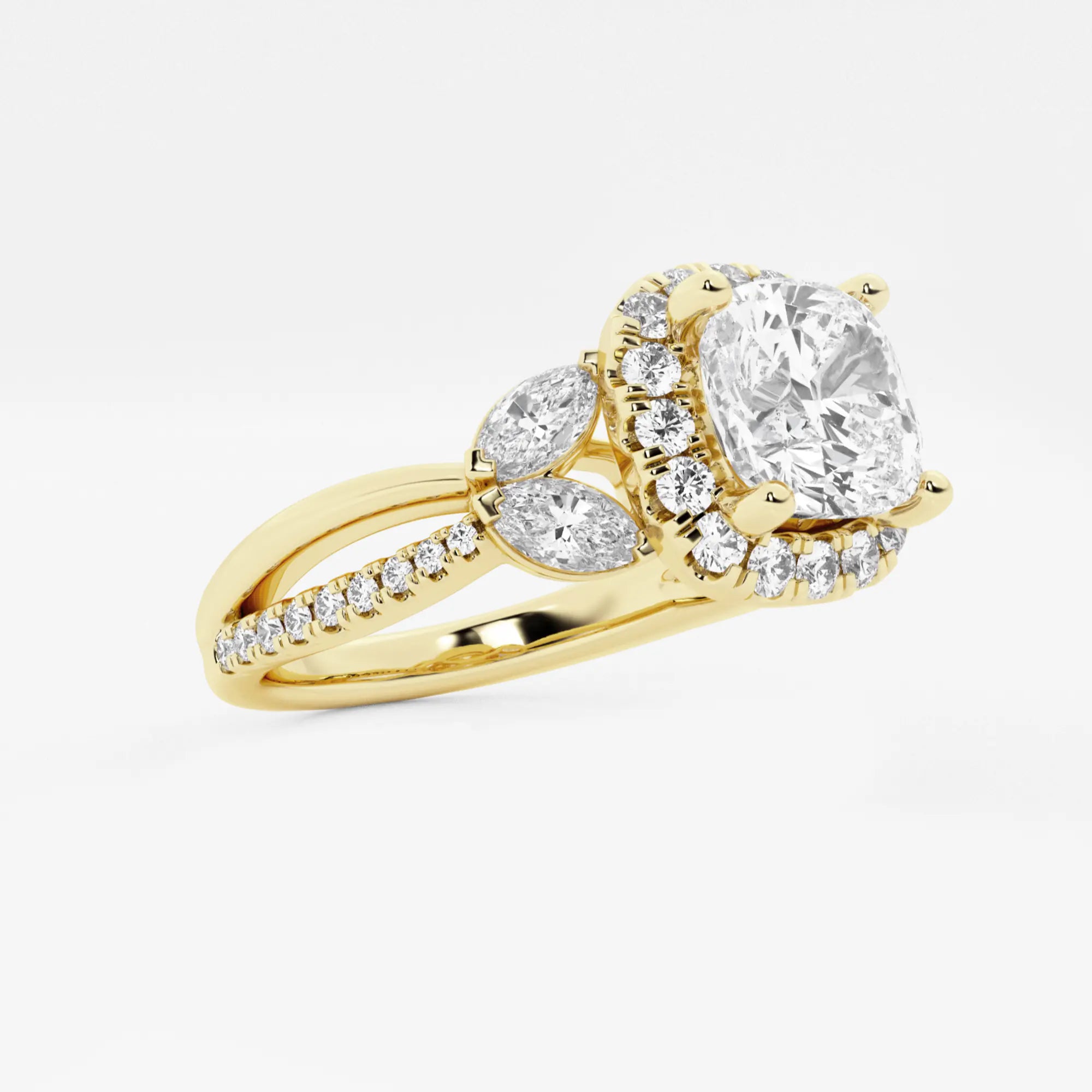 Blooming Petal Halo Cushion Lab-Grown Diamond Engagement Ring