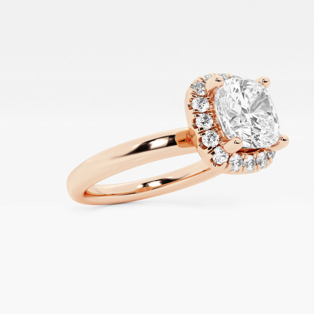 Seraphina Cushion Lab-Grown Diamond Classic Solitaire Halo Engagement Ring