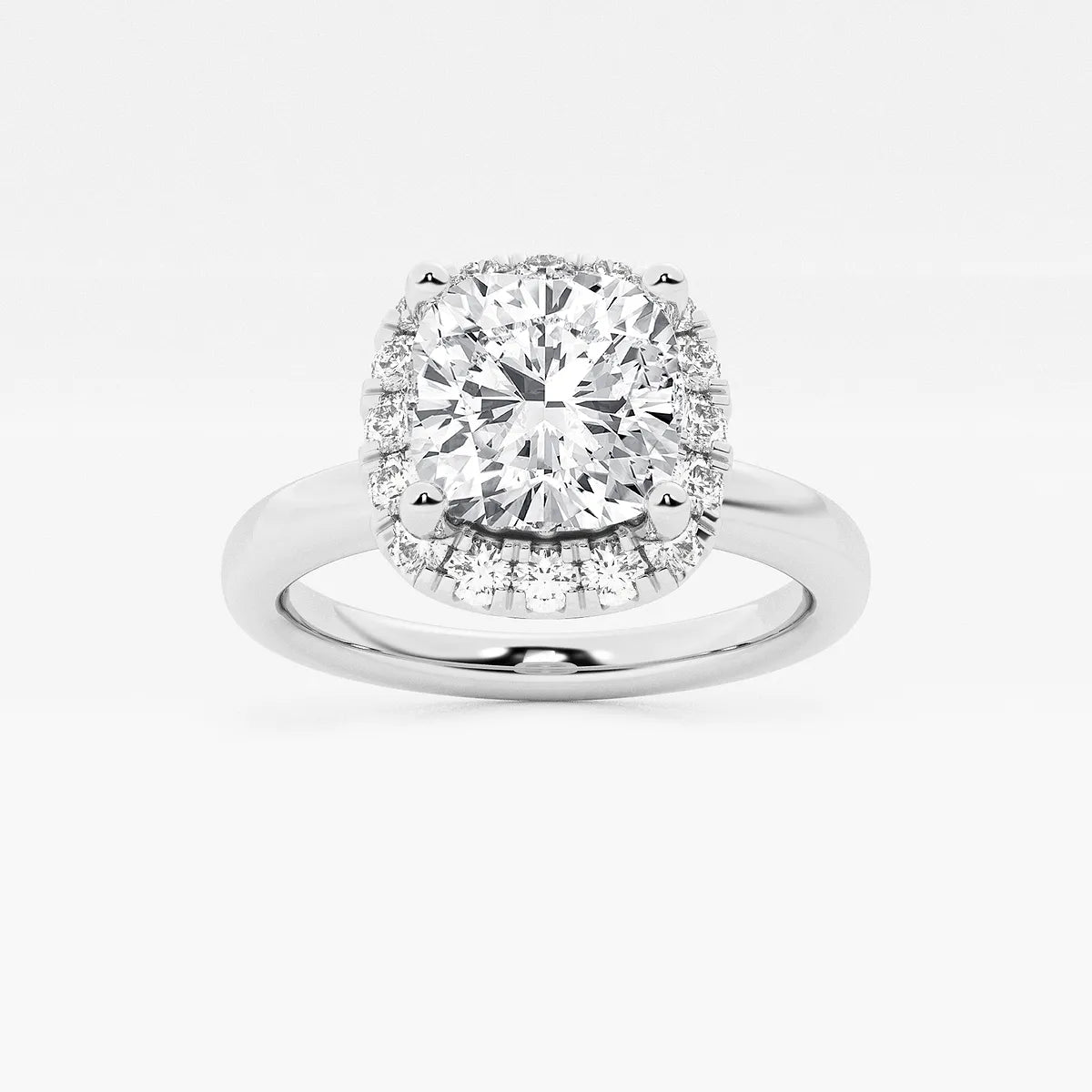 Seraphina Cushion Lab-Grown Diamond Classic Solitaire Halo Engagement Ring