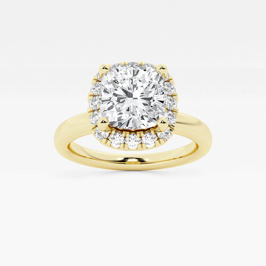 Seraphina Cushion Lab-Grown Diamond Classic Solitaire Halo Engagement Ring