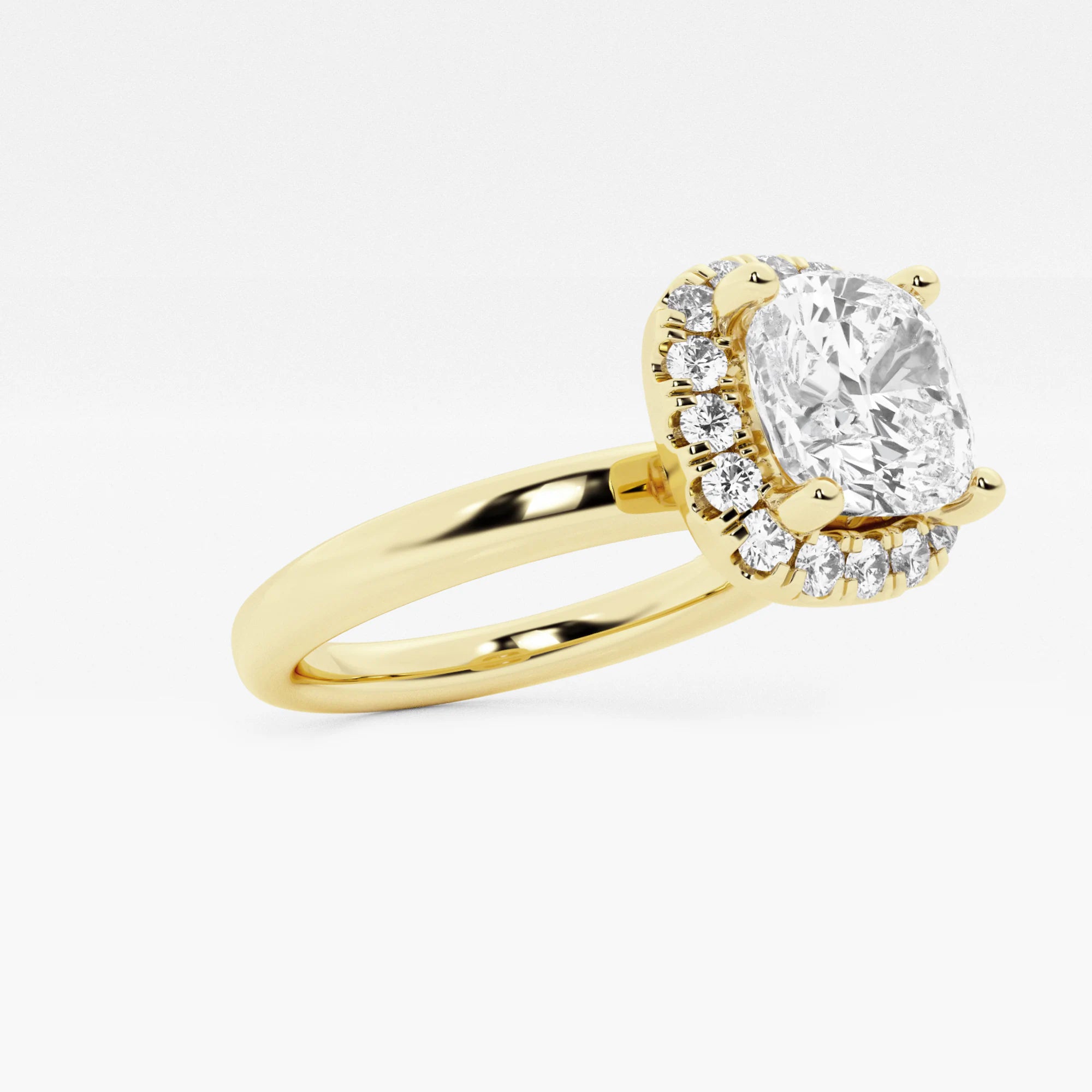 Seraphina Cushion Lab-Grown Diamond Classic Solitaire Halo Engagement Ring