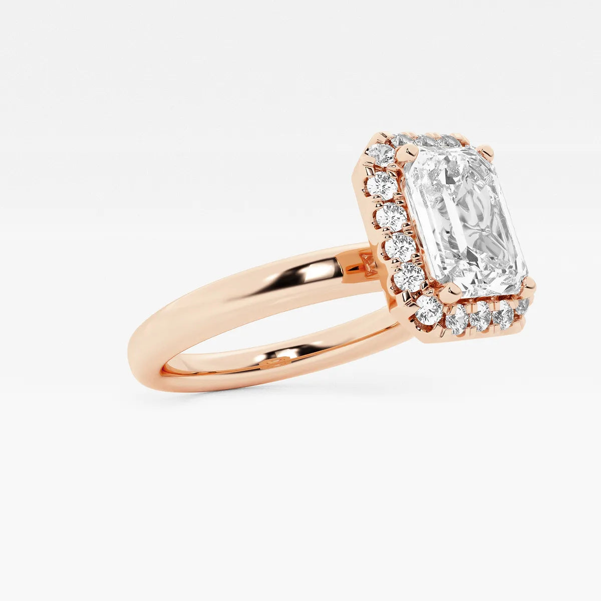 Emerald Cut Halo Engagement Ring