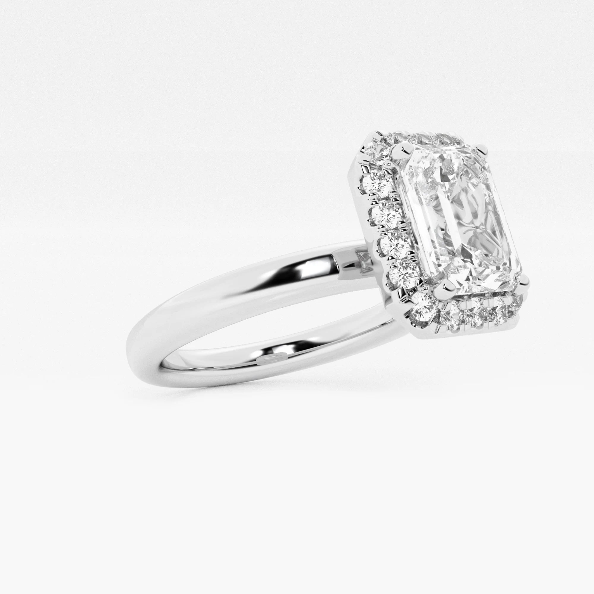 Emerald Cut Halo Engagement Ring