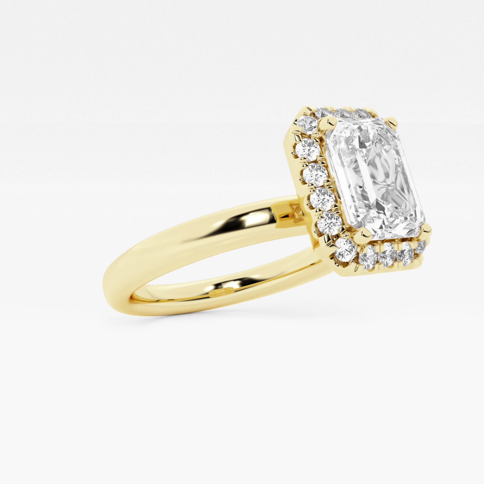Emerald Cut Halo Engagement Ring