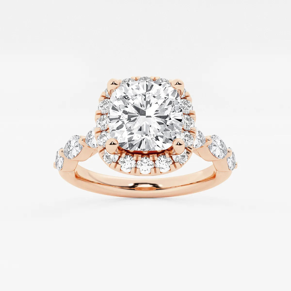 Aurora Cushion Lab-Grown Diamond Floating Marquise Halo Engagement Ring