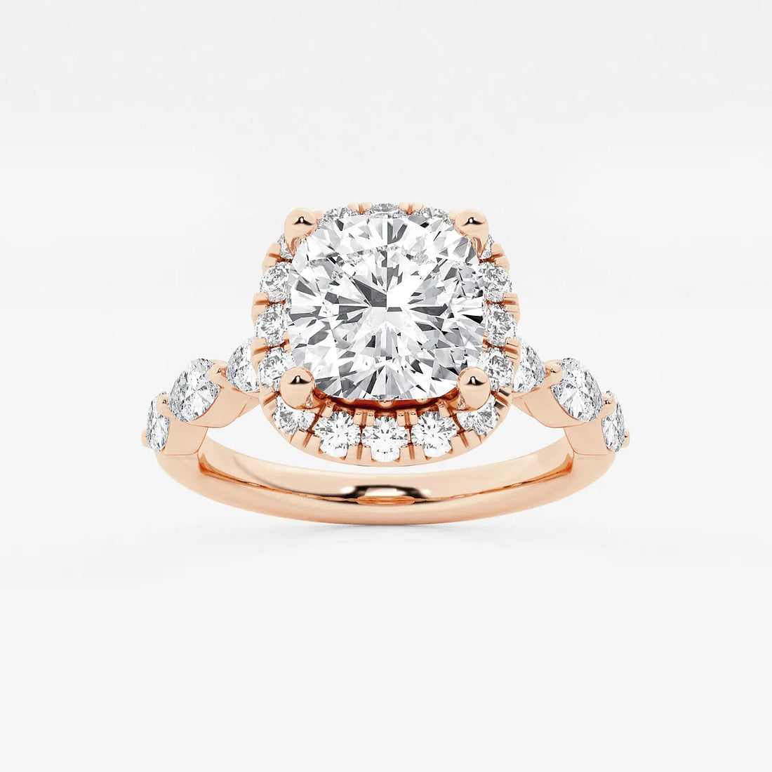 Aurora Cushion Lab-Grown Diamond Floating Marquise Halo Engagement Ring