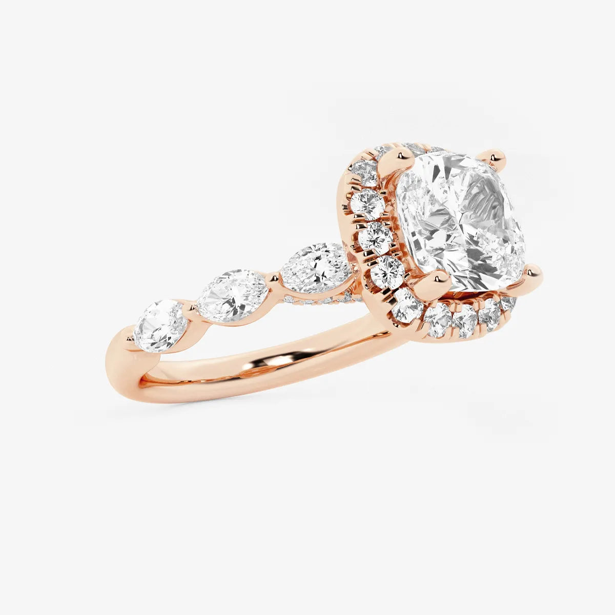 Aurora Cushion Lab-Grown Diamond Floating Marquise Halo Engagement Ring
