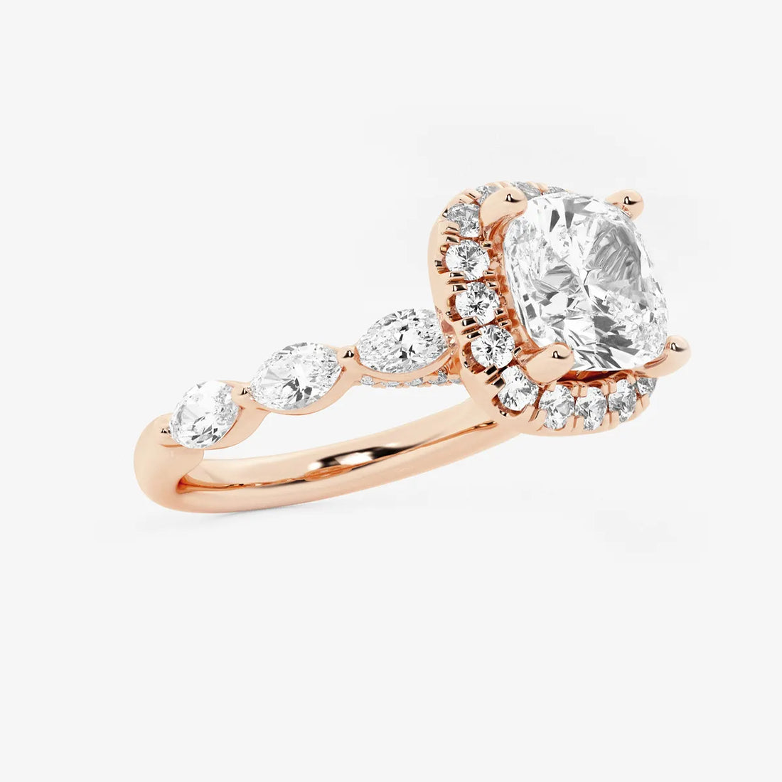Aurora Cushion Lab-Grown Diamond Floating Marquise Halo Engagement Ring