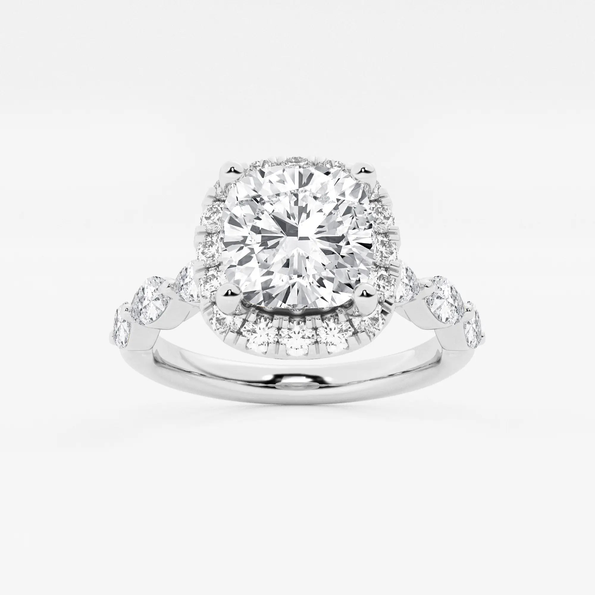 Aurora Cushion Lab-Grown Diamond Floating Marquise Halo Engagement Ring