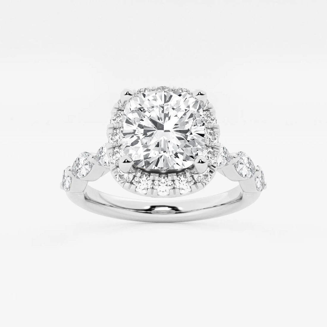 Aurora Cushion Lab-Grown Diamond Floating Marquise Halo Engagement Ring