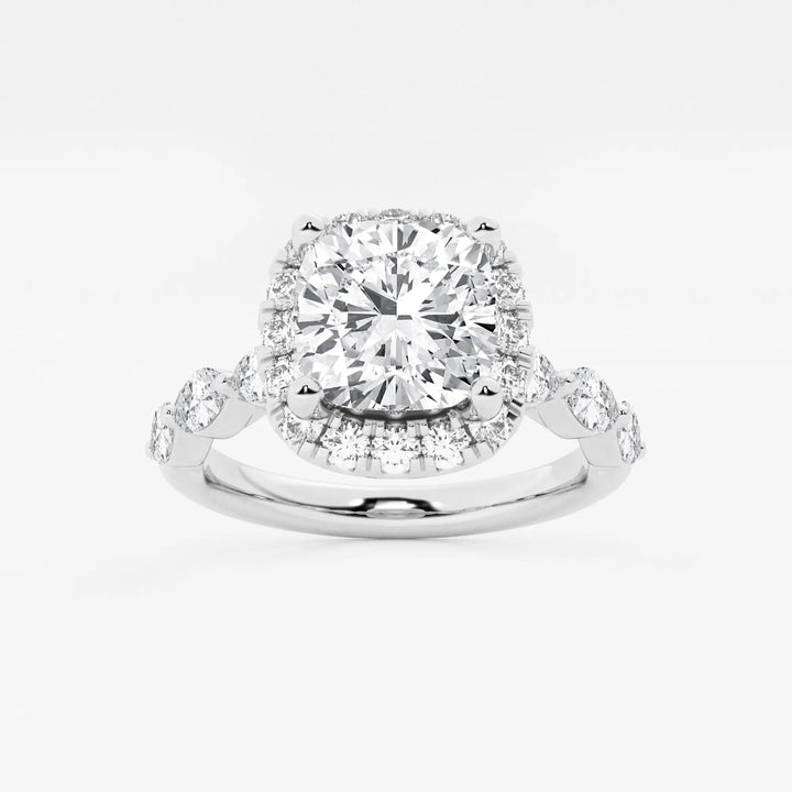 Aurora Cushion Lab-Grown Diamond Floating Marquise Halo Engagement Ring