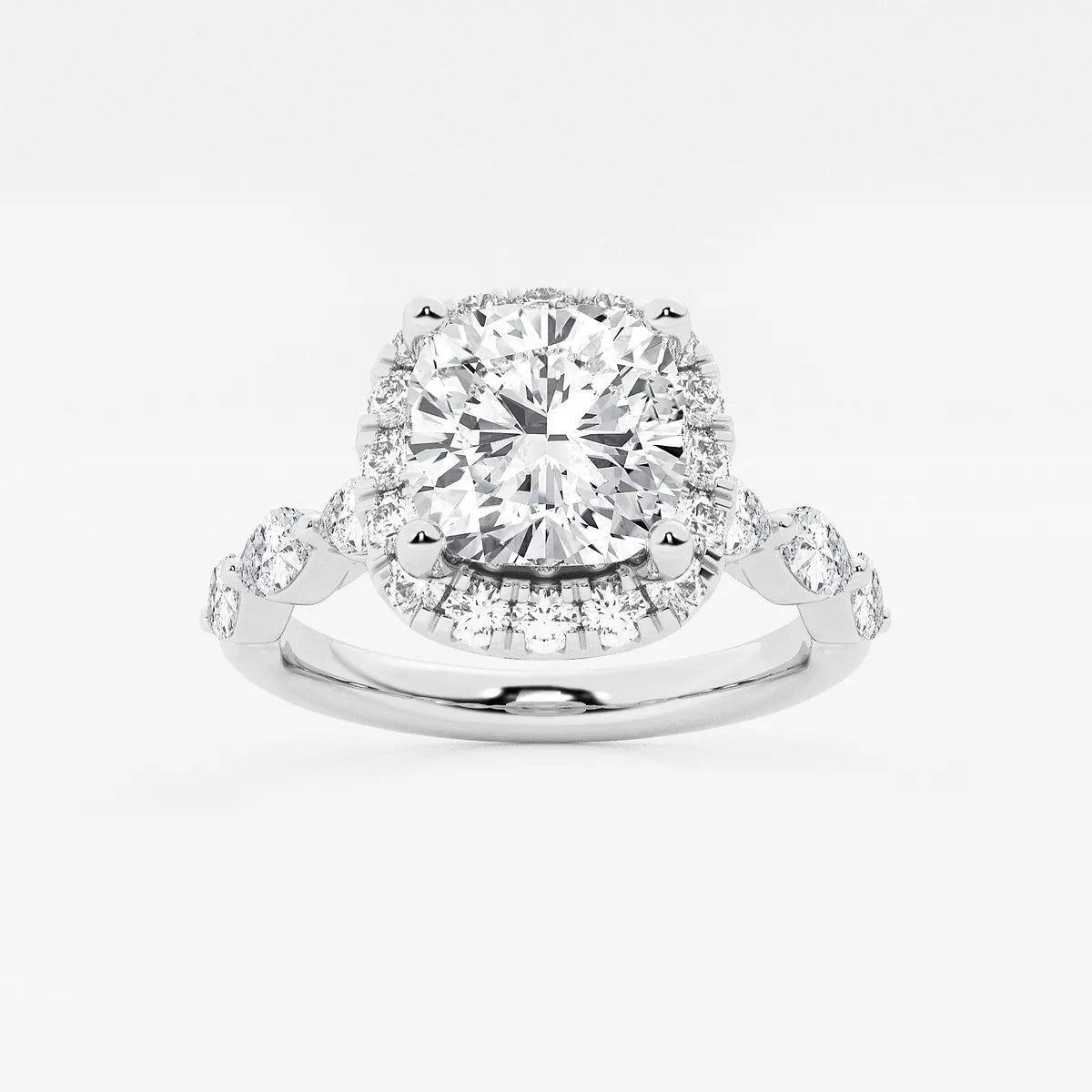 Aurora Cushion Lab-Grown Diamond Floating Marquise Halo Engagement Ring