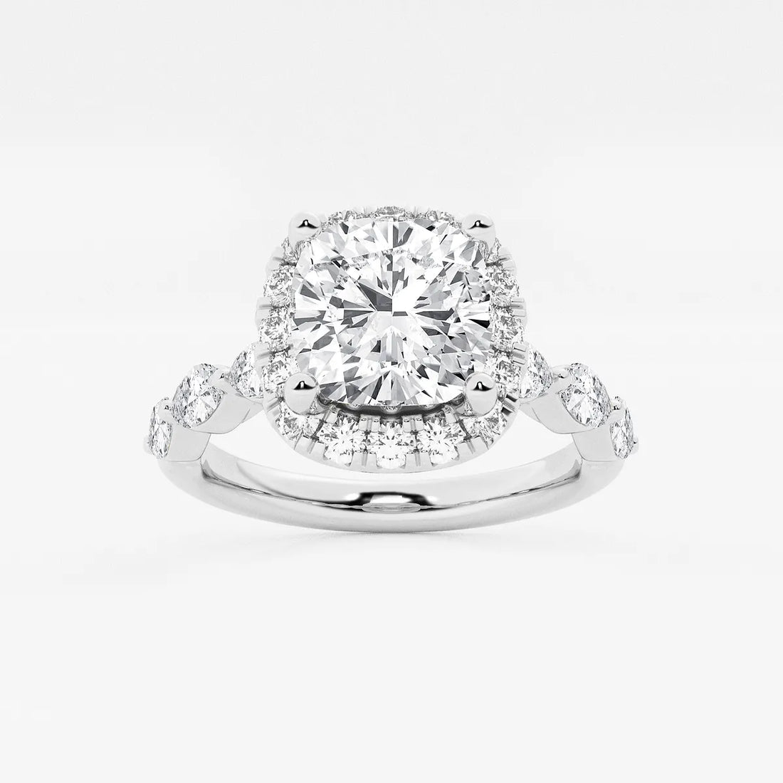 Aurora Cushion Lab-Grown Diamond Floating Marquise Halo Engagement Ring