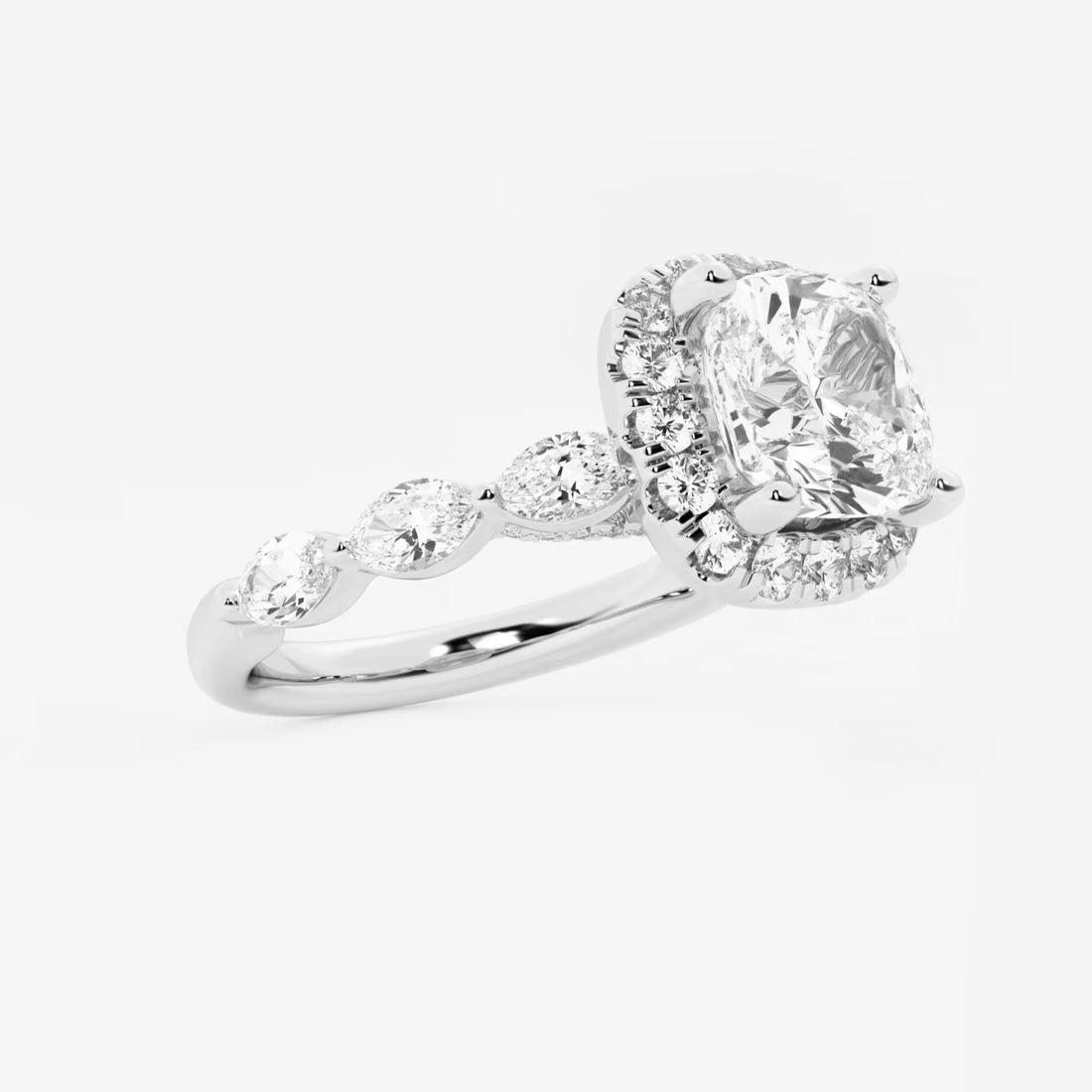 Aurora Cushion Lab-Grown Diamond Floating Marquise Halo Engagement Ring