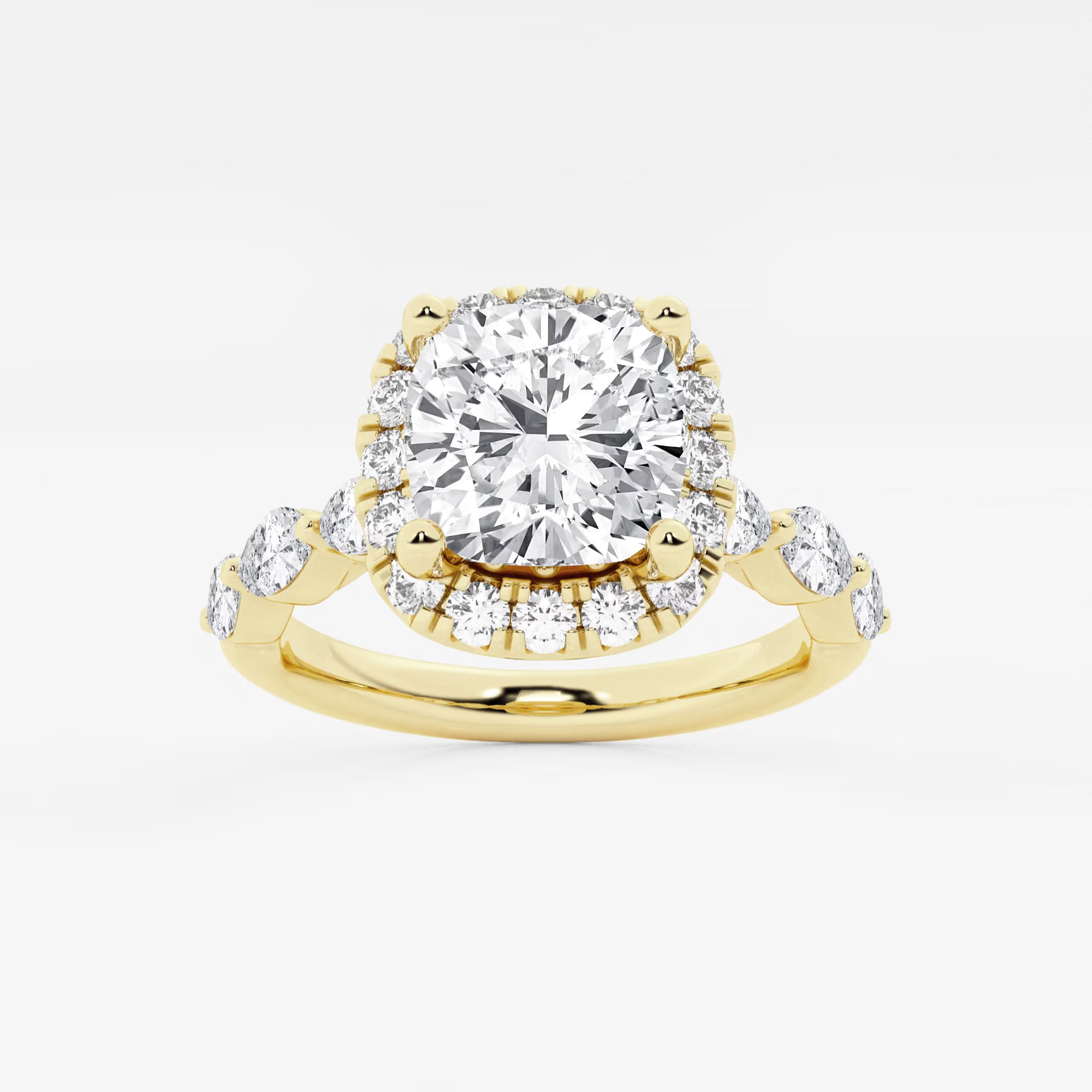 Aurora Cushion Lab-Grown Diamond Floating Marquise Halo Engagement Ring