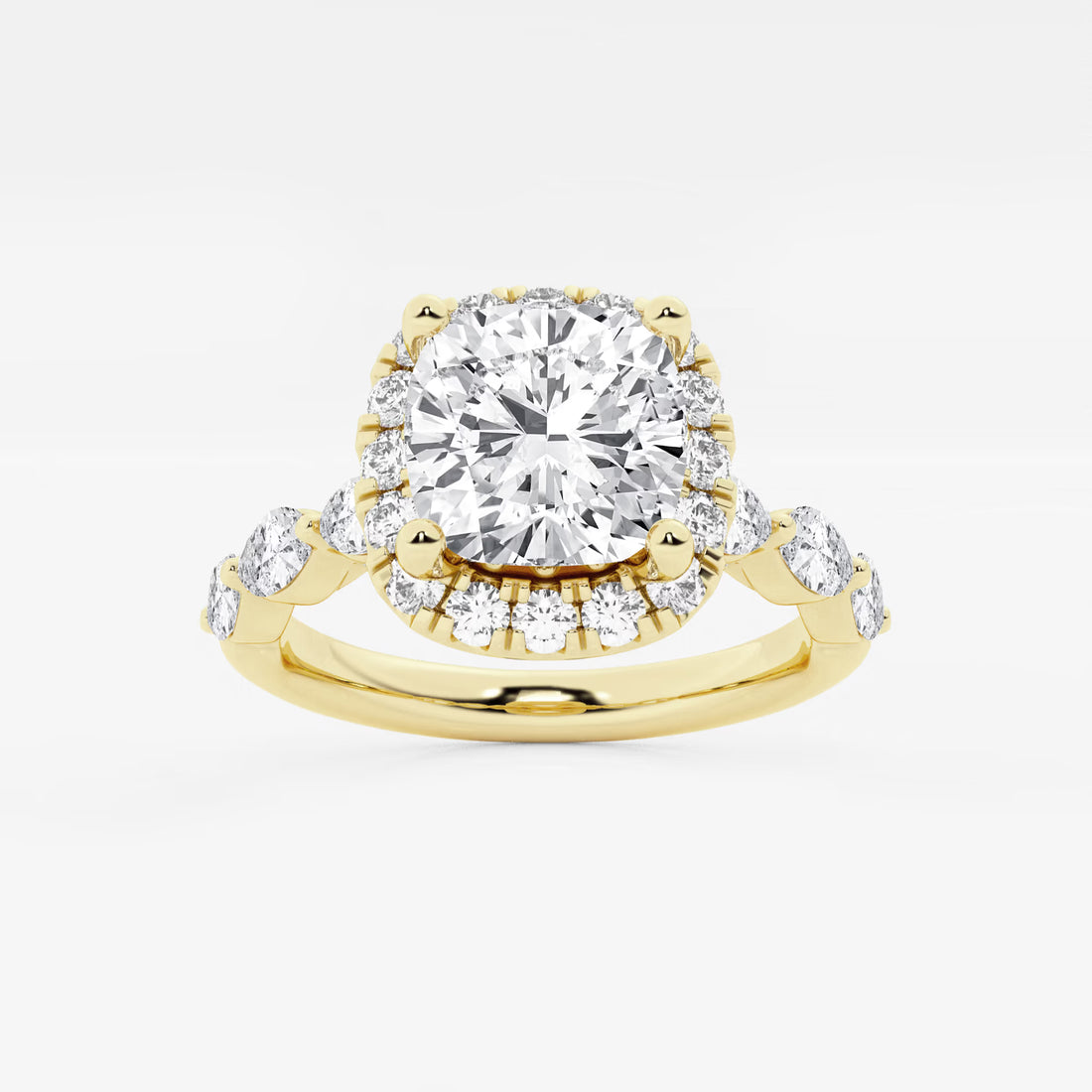 Aurora Cushion Lab-Grown Diamond Floating Marquise Halo Engagement Ring