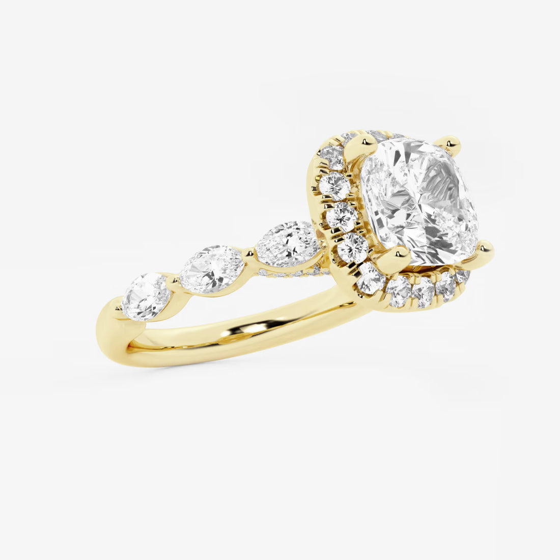 Aurora Cushion Lab-Grown Diamond Floating Marquise Halo Engagement Ring