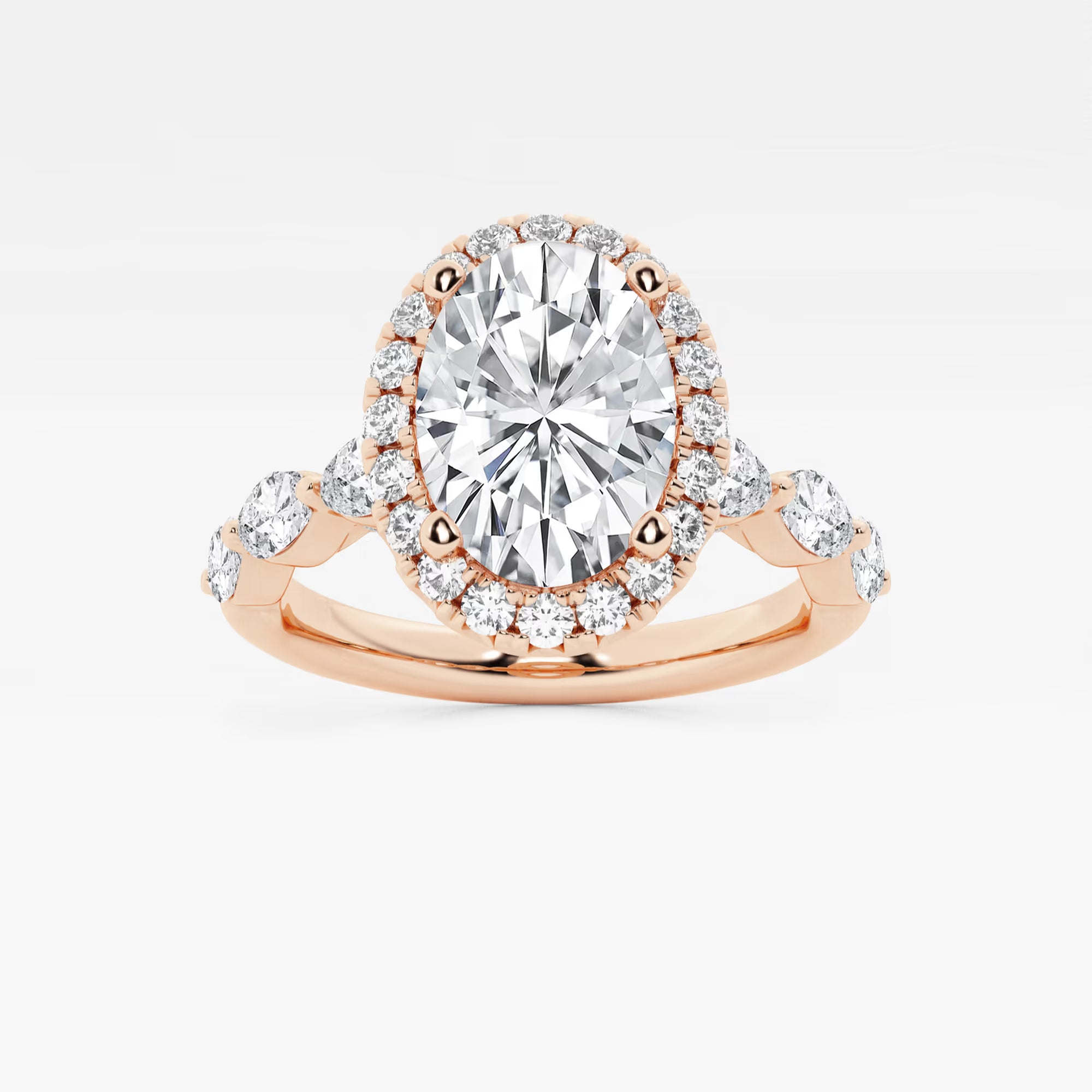 Maravelle Oval Lab Grown Diamond Floating Marquise Halo Engagement Ring
