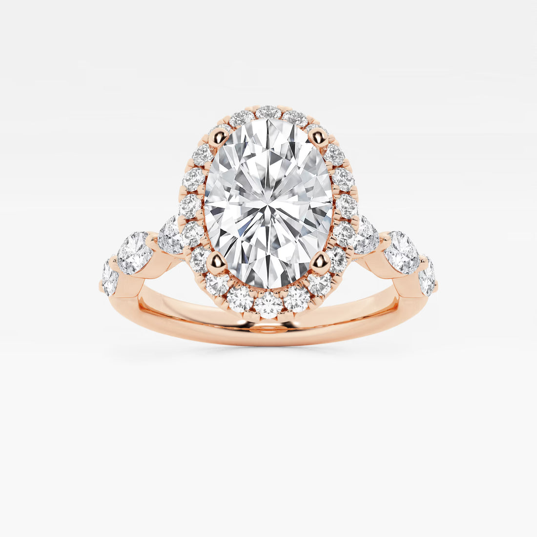 Maravelle Oval Lab Grown Diamond Floating Marquise Halo Engagement Ring