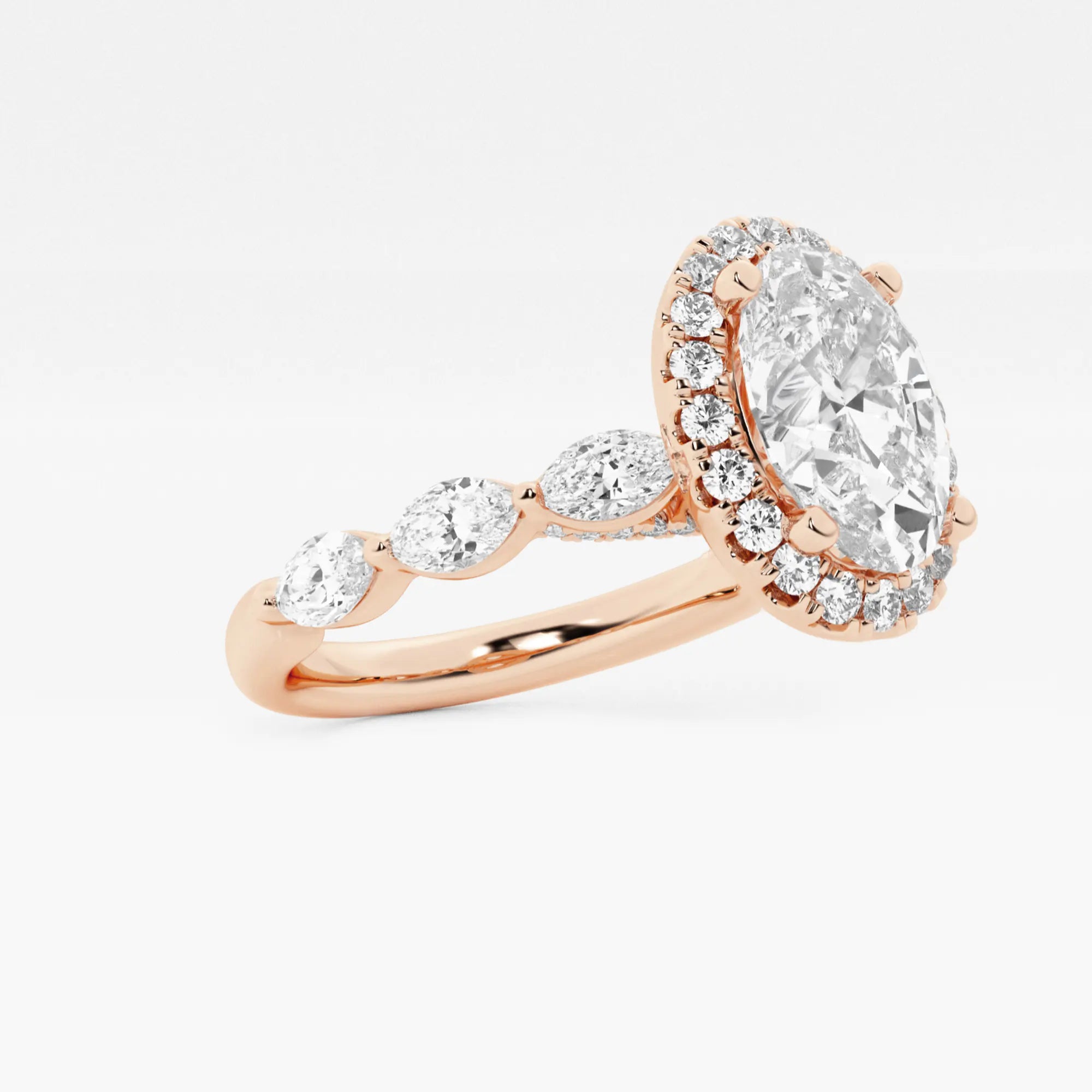 Maravelle Oval Lab Grown Diamond Floating Marquise Halo Engagement Ring