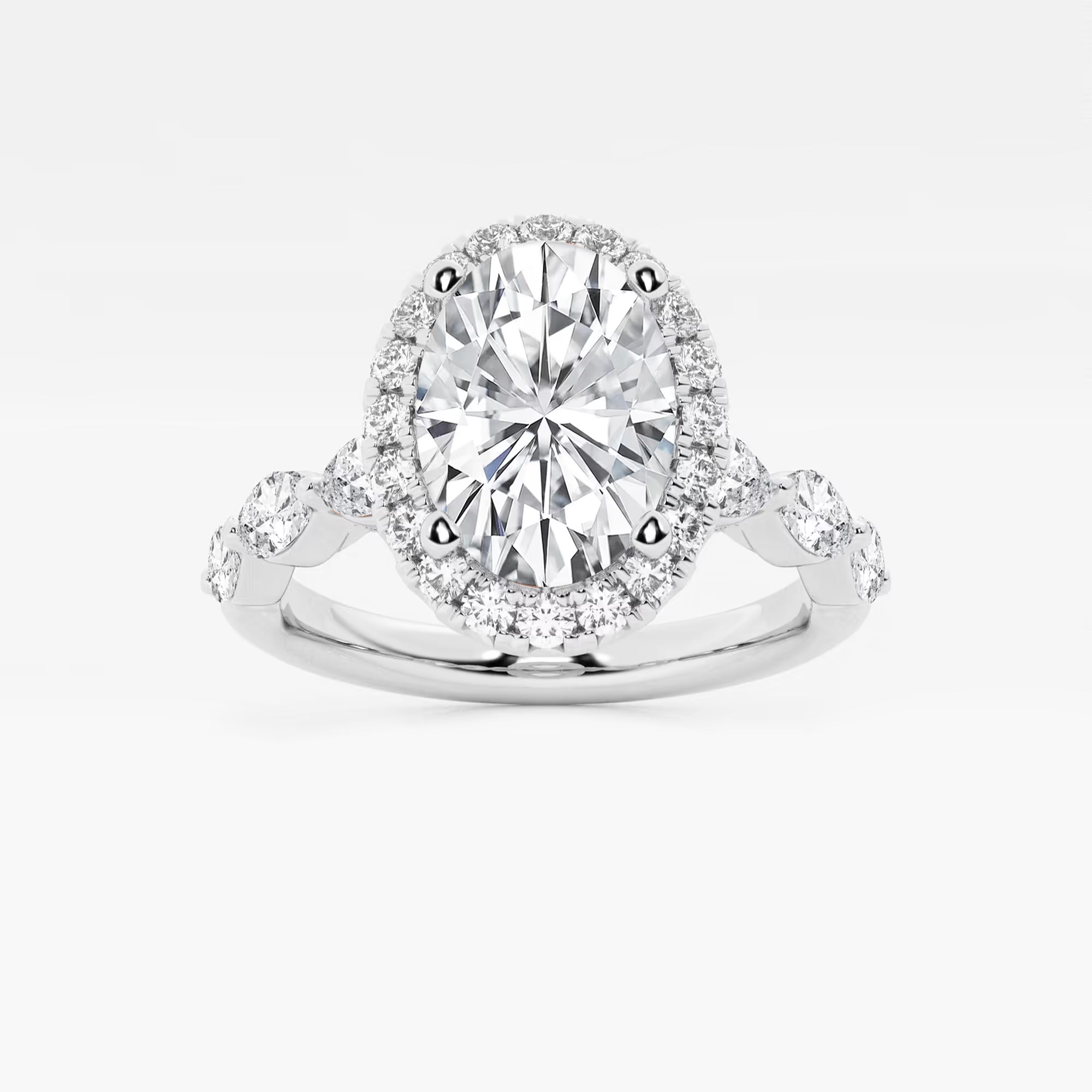 Maravelle Oval Lab Grown Diamond Floating Marquise Halo Engagement Ring