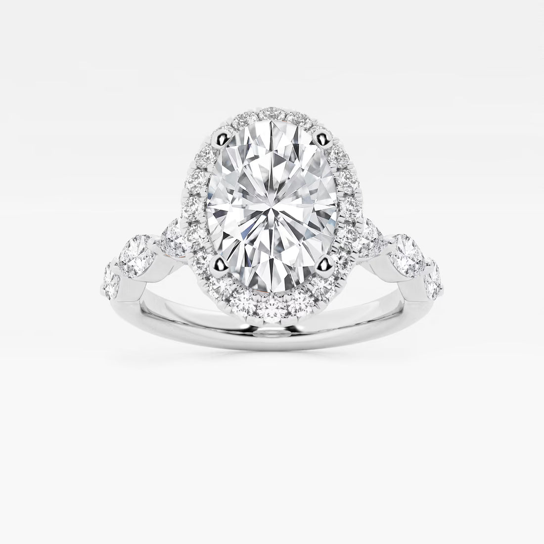 Maravelle Oval Lab Grown Diamond Floating Marquise Halo Engagement Ring