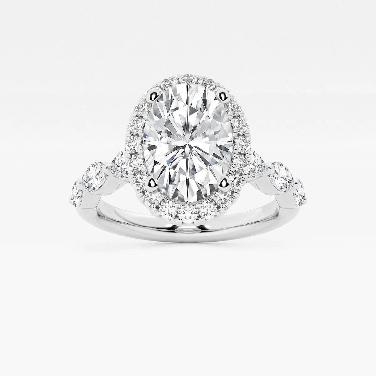 Maravelle Oval Lab Grown Diamond Floating Marquise Halo Engagement Ring