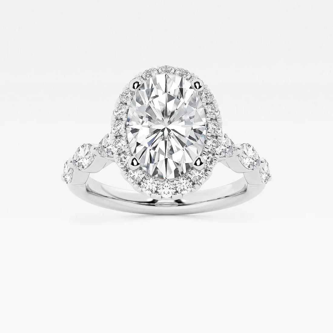 Maravelle Oval Lab Grown Diamond Floating Marquise Halo Engagement Ring