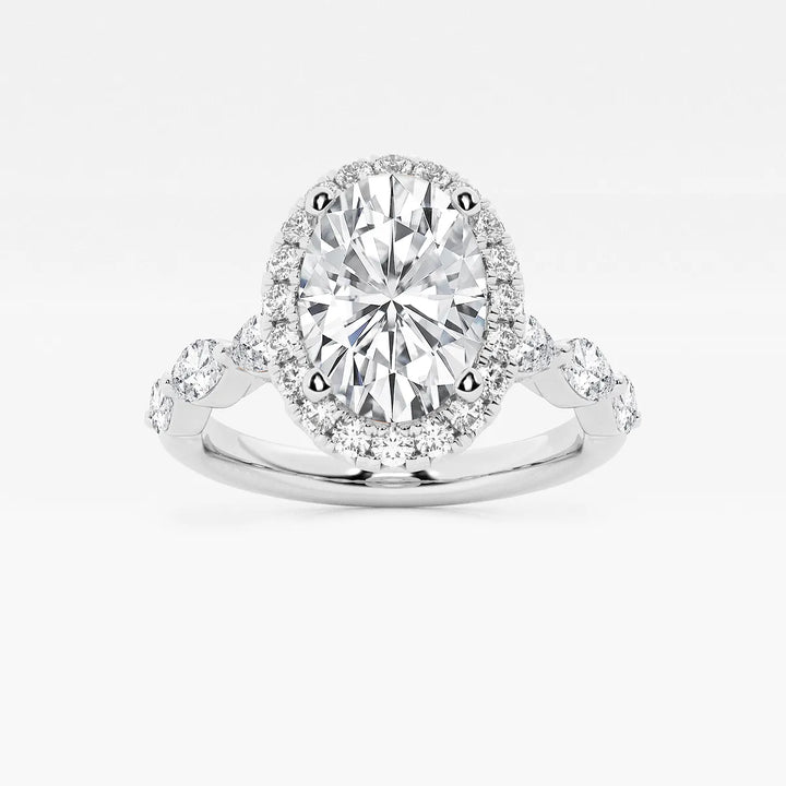 Maravelle Oval Lab Grown Diamond Floating Marquise Halo Engagement Ring