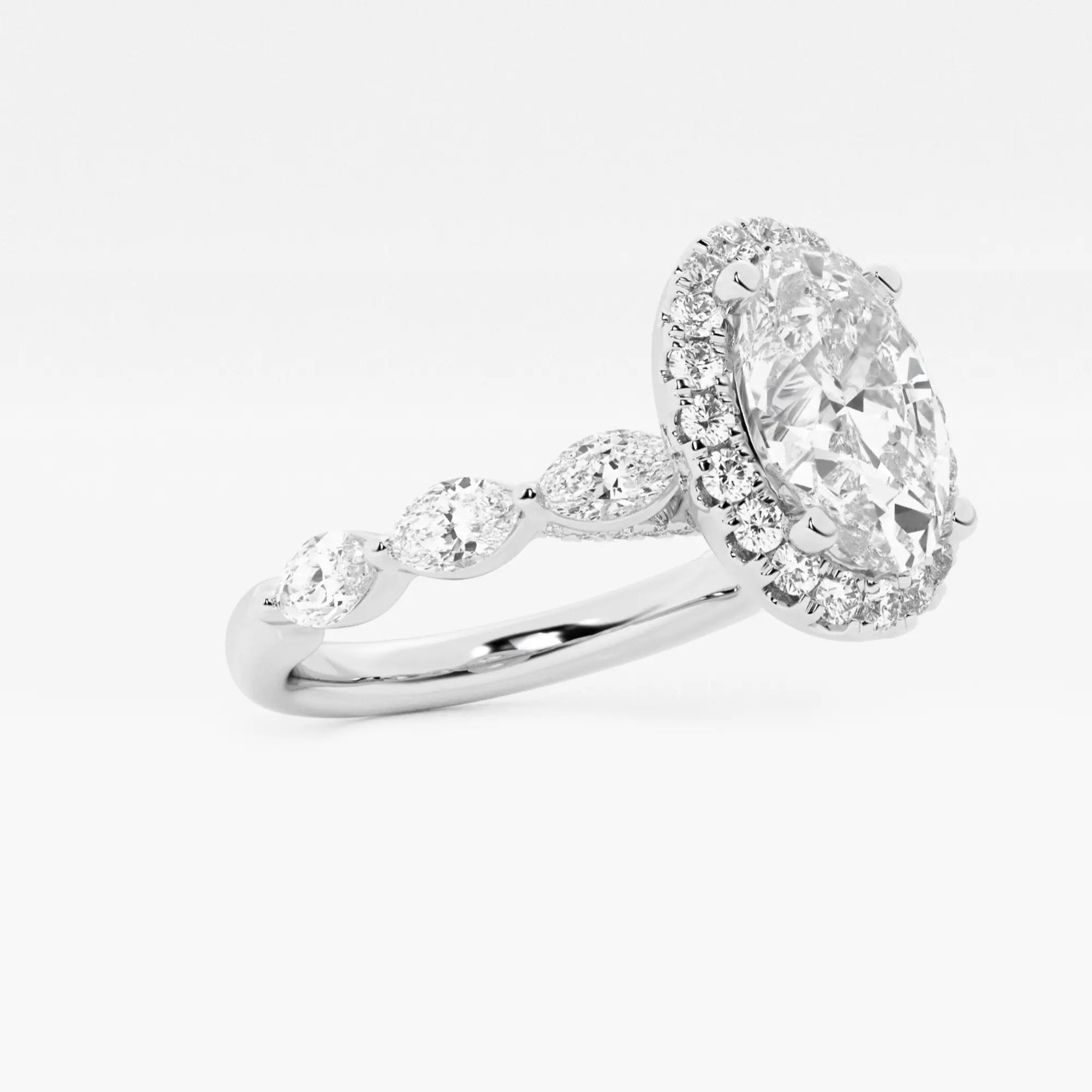 Maravelle Oval Lab Grown Diamond Floating Marquise Halo Engagement Ring