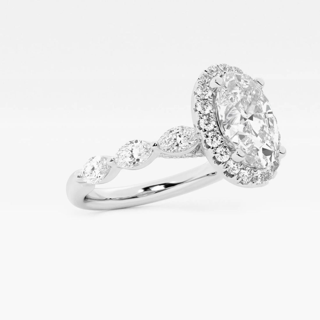 Maravelle Oval Lab Grown Diamond Floating Marquise Halo Engagement Ring